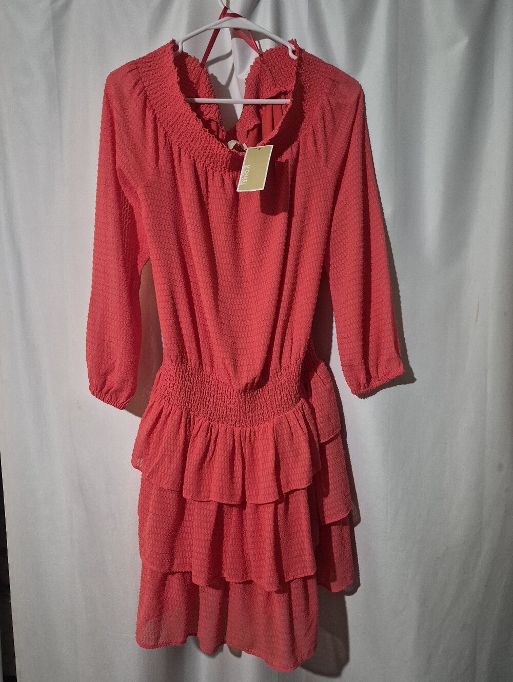 Michael Kors Coral Pink Tiered Ruffle Dress